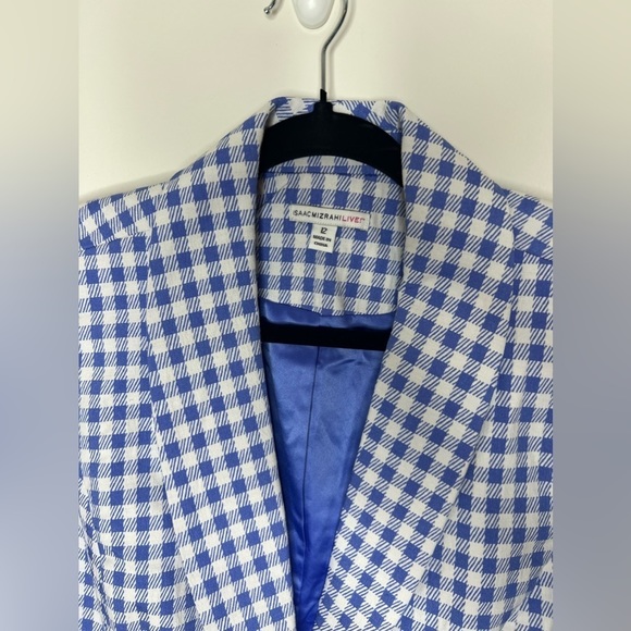 ISSAC Mizrahi Women's Coat Check Blazer Size 12 Blue - Picture 3 of 6